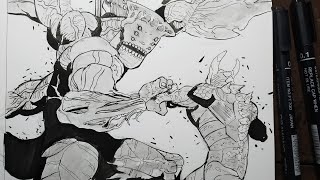 Manga Panel Replication Study Draw Kaiju no 8 vs Kaiju no 9 vs Division 1 [upl. by Alderman]