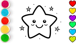 Cute Star Drawing Painting and Coloring For Kids and Toddlers How To Draw Star [upl. by Herbert]