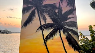 quotLive Sunset Painting in the Keys Capturing Palm Trees and Ocean Viewsquot [upl. by Nasar]