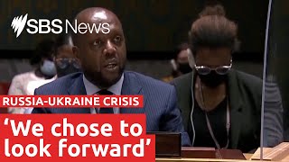 Kenyas UN ambassador delivers powerful speech on Ukraine crisis  SBS News [upl. by Duaner]