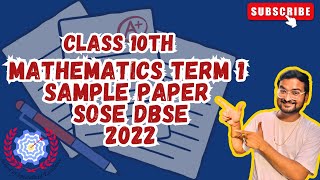 Mathematics Readiness Assessment  Sample Paper  Term 1  Class 10th  DBSE SOSE  2022 [upl. by Vaenfila]