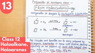 14 Halogenation of Benzene Electrophilic substitution preparation of Haloarenes organic class12 [upl. by Assenyl]