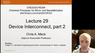 Lecture 29 CHE 323 Device Interconnect part 2 [upl. by Annaul]