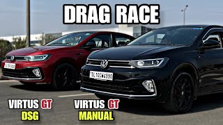 VW VIRTUS GT MANUAL VS VIRTUS GT DSG DRAG RACE  shocking results [upl. by Janus]