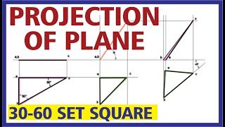 Projection of Plane  30  60 set square look isoceles triangle in plan Engineering Drawing Hindi [upl. by Lowndes]