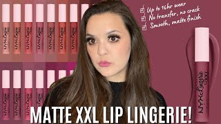 NYX XXL Lip Lingerie Matte Liquid Lipsticks 10 Shades Swatches  Review 2021 VLOGMAS Day 5 [upl. by Ttemme]