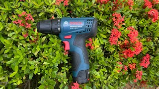 BOSCH GSR 120Li Cordless Drill Driver DoubleBattery unboxing review [upl. by Ahsietal]