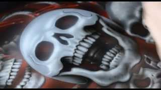 Learn how to airbrush skulls using airbrush stencils  with Stuart Vimpani  Airbrush Artist [upl. by Jablon]