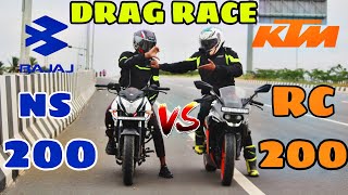 BAJAJ PULSAR NS 200 VS KTM RC 200  DRAG RACE  😱 2024 [upl. by Yblocaj]