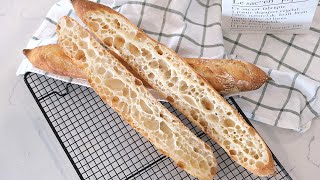 Open Crumb Sourdough Baguette  天然酵种法棍面包 [upl. by Chev]