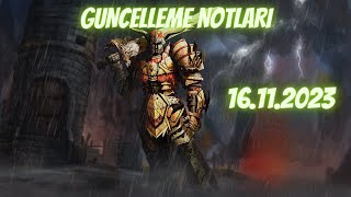 Knight Online güncELLEME Notları 16112023 [upl. by Aivilo200]