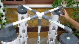 DIY  How to make Vertical Hydroponic System using 4 Towers Part 2  hydroponic farming at home [upl. by Eolande]