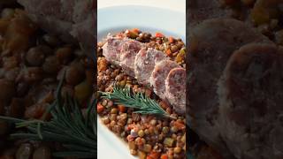 Italian New Year’s tradition Cotechino and lentils italianfood traditionaldish [upl. by Aikim]