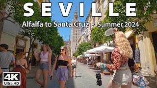 Sevilles Downtown  Alfalfa to Santa Cruz  4K Virtual Walking Tour Spain [upl. by Nwonknu]