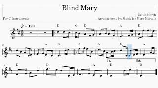 Blind Mary  Celtic March  Play Along for C Instruments [upl. by Nosnev]