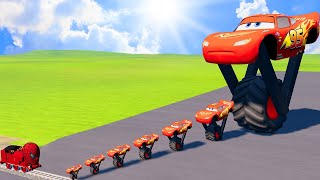 TRANSPORTING PIXAR CARS amp FRUITS WITH COLORED amp JOHN DEERE vs CLAAS vs TRACTORS  BeamNGdrive 962 [upl. by Healey]