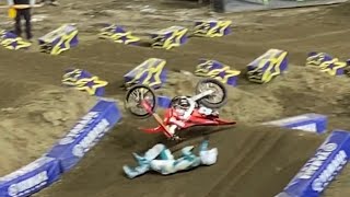 Jett Lawrence crash vs Dylan Ferrandis A2 Supercross 2020 [upl. by Ilrahs]