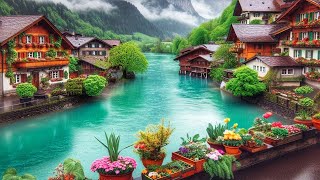 Interlaken Switzerland 4K  walking in the rain in the most beautiful Swiss town [upl. by Palila]