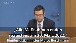 „Alle Maßnahmen enden spätestens am 20 März 2022“ Bundesjustizminister Marco Buschmann [upl. by Nhepets]