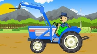 Blue Tractor with Front Loader and Planting Potatoes  Animated Farm for Children [upl. by Mandal]