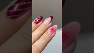 🍷🪩✨ ruby red sparky nails nailart nailspolish naildesign [upl. by Cinelli]