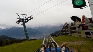 Alpine coaster Going downhill without using brakes  riding really fast fastest with no break [upl. by Murial127]