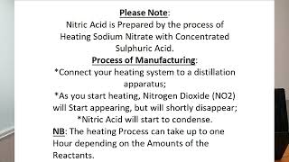 Nitric Acid Preparation of Nitric Acid [upl. by Cicero]