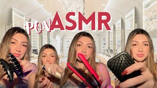 POV ASMR PARRUCCHIERA PETTEGOLA TI FA I CAPELLI  hairbrushing  phon sounds  water sounds [upl. by Hgielah960]