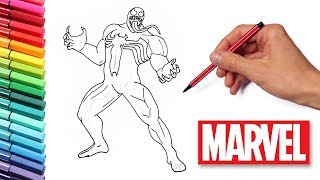 How to Draw Venom Supervillain  Drawing and Coloring Marvel Hero for Children [upl. by Asyar767]