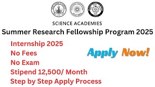 IAS SRFP Fellowship  Internship 2025  ₹12500 Stipend  Apply Process [upl. by Jaymee589]