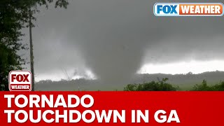 Large Tornado Tosses Debris Across Newton Georgia Storm Chaser Captures Drone View [upl. by Case]