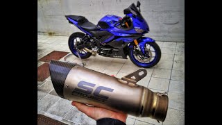 SCPROJECT S1 EXHAUST ON YAMAHA R3 NO DB KILLER 🔥🔥 [upl. by Tai]