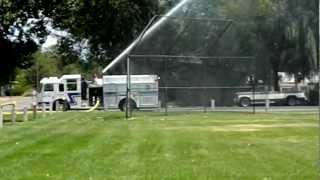 Fire Truck Spraying Water  Lamar Fire Dept [upl. by Epuladaugairam]