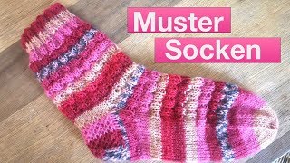 Einfache Mustersocken stricken [upl. by Theresita]