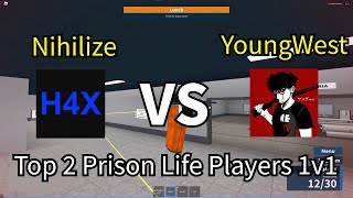 Nihilize VS YoungWest 1v1 EPIC REMATCH TOP 2 PLAYERS MUST WATCH Roblox Prison life [upl. by Berga]