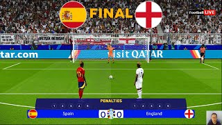 SPAIN Vs ENGLAND  Penalty Shootout  Final UEFA Euro 2024  Yamal vs Saka  PES Gameplay [upl. by Sialac811]