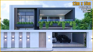 Modern House  House Design 2 Storey  12m x 15m with 5 Bedrooms [upl. by Dahsraf153]