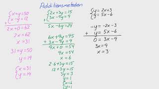 Matte 2  Adam  Linjära funktioner och ekvationssystem  Additionsmetoden [upl. by Arahset977]