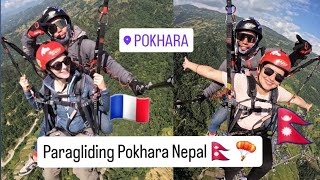 Paragliding Pokhara Nepal Sarangkot 🇳🇵 🪂Happy Passengers Enjoying Flying [upl. by Yemar]