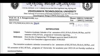 Vtu Update 2023 Academic Calendar For Ist semester and VII semester students 🔥🔥 [upl. by Ataner]