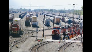 BNSF views of Belen yard with intermodal and oilcars seen from Reineken St overpass at BelenNM [upl. by Walworth]