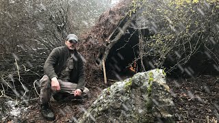 last snow bushcraft shelter heavy rain after snow [upl. by Waechter]