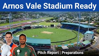 Arnos Vale Stadium Saint Vincent Stadium Ready  Digital Boundary amp Pitch Report Ban vs Ned T20 WC [upl. by Ennayhc]