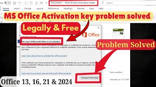 How To Fix MS Office Activation Problem MS Office 161921 Activation Key Problem Solved legally [upl. by Attenol467]