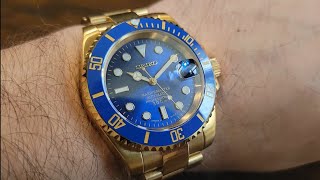 NH35 Seiko Bluesy Submariner Full Gold Mod  Rolex Homage [upl. by Draw]