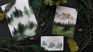 Improve your landscapes with 10 simple watercolor evergreen trees [upl. by Nonnahs]