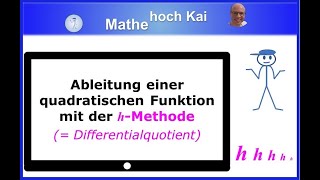 Ableitung einer quadratischen Funktion mit der hMethode  Differentialquotient [upl. by Mitzl35]