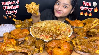 SPICY MUTTON CURRY 🌶 SPICY CHICKEN CURRY AND SPICY EGG CURRY WITH CHICKEN AND VEGETABLE FRIED RICE [upl. by Giefer]