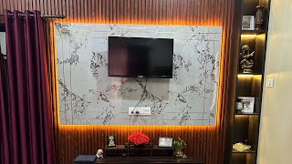 Making Uv Marble Sheet TV Unit in budget [upl. by Hanfurd]