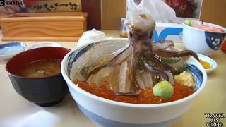 Dancing squid bowl dish in Hakodate  Japan Street Food [upl. by Nabois]